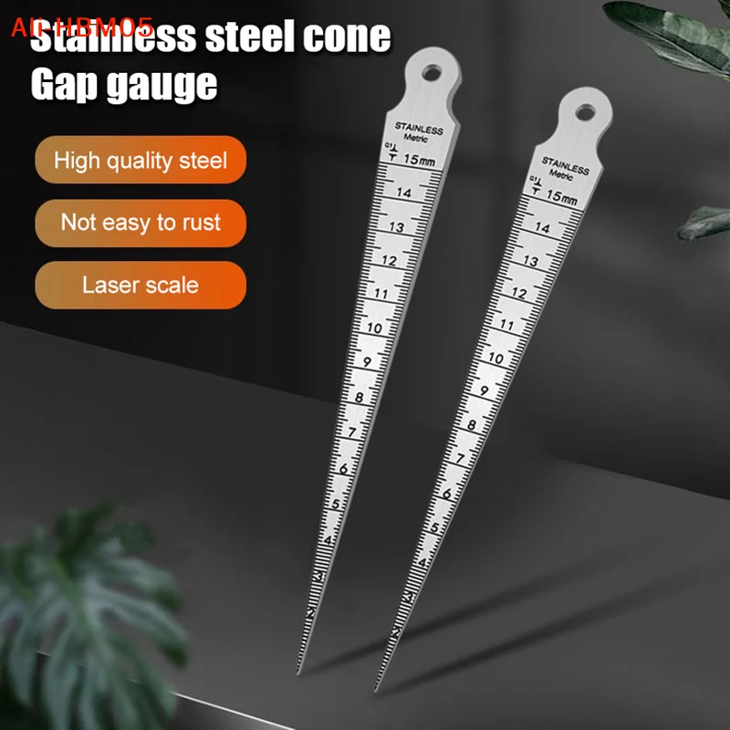 (HB05)1-15mm Stainless Steel Taper Gauge Feeler Inner Diameter Ruler Hole Measuring Tool For Taper Aperture Scale