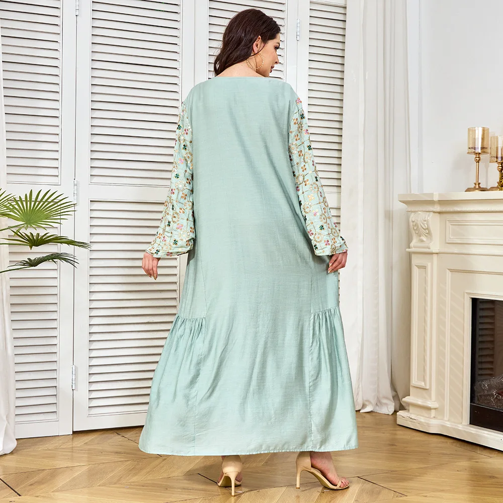 فستان عباية للنساء فساتين الحفلات جلابية ترتر بأربطة لعيد الإسلام فيستدوس عربي طويل رداء مسلم المغرب دبي قفطان رمضان #3