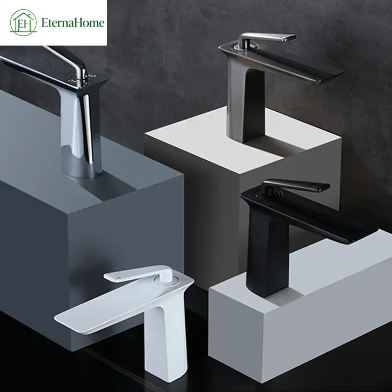 Basin Faucets Black/White/Gun Gray/Chrome Hot & Cold Water Mixing Taps Undercounter Basin Copper Faucet Bathroom Accessories