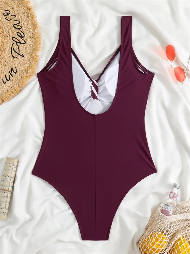 One Piece Women V Neck Swimwear 2024 New Swimsuit Sexy Sling Monokini Bathing Suit For Female Summer Backless Beach Bodysuit