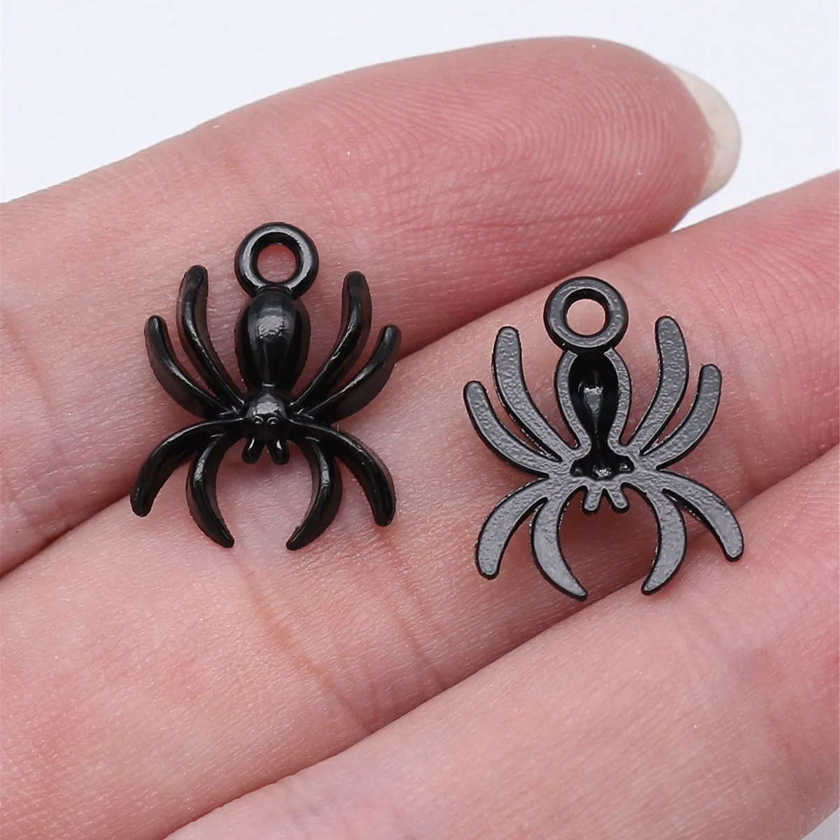 WYSIWYG 20pcs 17x14mm Black Color & Antique Silver Color Halloween Spider Handmade Charms Pendant DIY For Bracelet Necklace