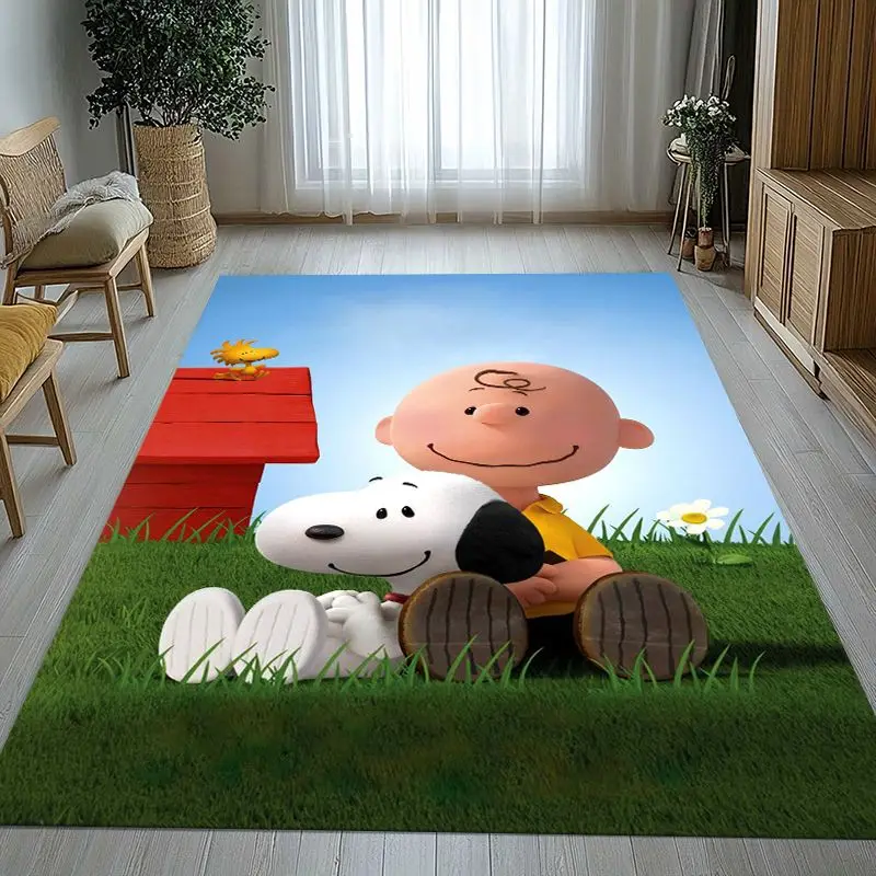 Funny S-Snoopys Dog Cartoon Area Rug,Soft Non-Slip Carpet Mat for Living Room Bedroom Playroom,Sofa Floor Rug,Home Decor Gift