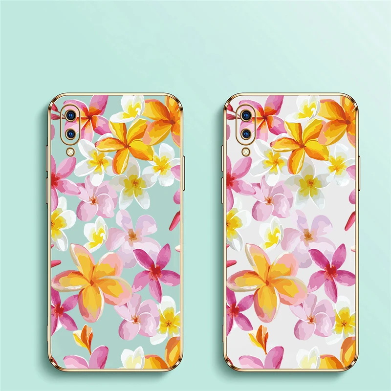 حافظة لهاتف Vivo Y22S Y27 Y28 Y50 Y51A Y30 Y31 2021 Y30 Y33S Y35 Y36 غطاء طباعة فاخر مقاوم للصدمات على شكل زهرة