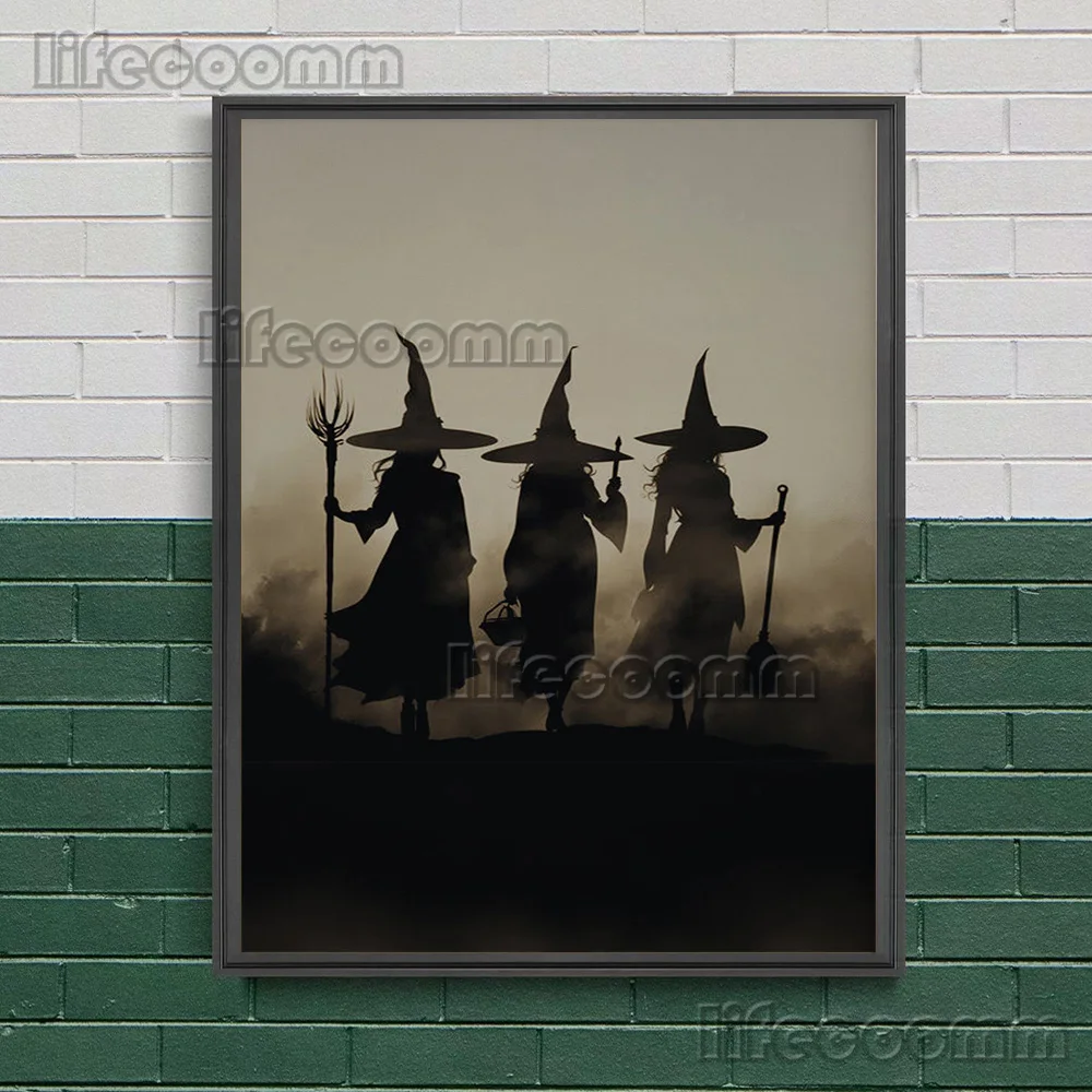 Pagan Witchcraft Photo,Art Poster Print,Cat Priest,Frankenstein,Creepy Ghost,Demon Women With Horns, vintage Wall Art Decoration