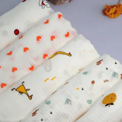 135cm X50cm High-quality Soft Cotton Printed Double-Layer Crepe Kids Saliva Towel Household Clothes Children's Pajamas Fabric