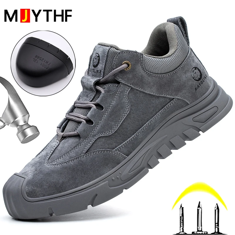 Grey Safety Shoes Male Indestructible Shoes Puncture-Proof work Boots Steel Toe Shoes Anti Scald Welding Boots Industrial Shoes