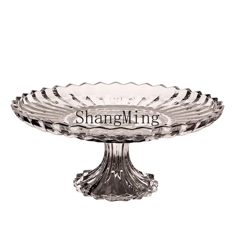 

DSA light luxury high-footed fruit plate fashion crystal glass fruit plate creative home living room snack snack plate