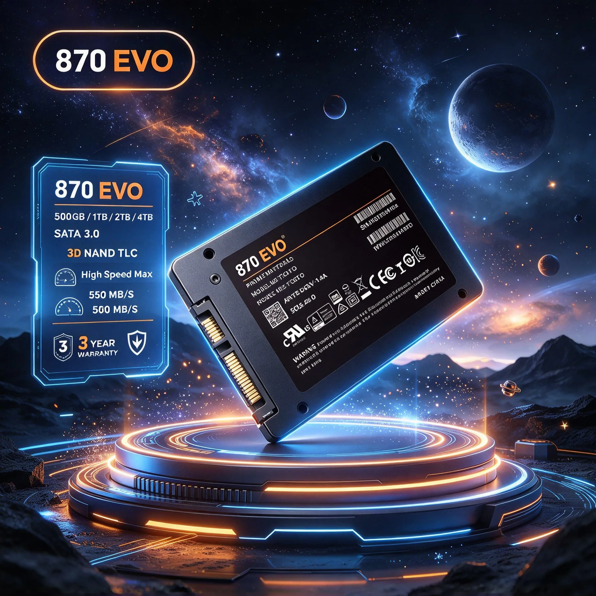 High Performance 870EVO SATA3 2.5 Inch SSD 500GB 1TB 2TB 4TB Internal Solid State Disk for Desktop Laptop System Upgrade Fast Da