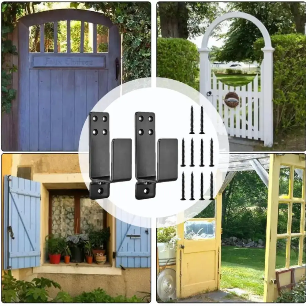 

Heavy Duty Door Barricade Brackets Carbon Steel Upgraded Door Bar Holder Brackets Black U-Shaped Drop Open Bar Holder