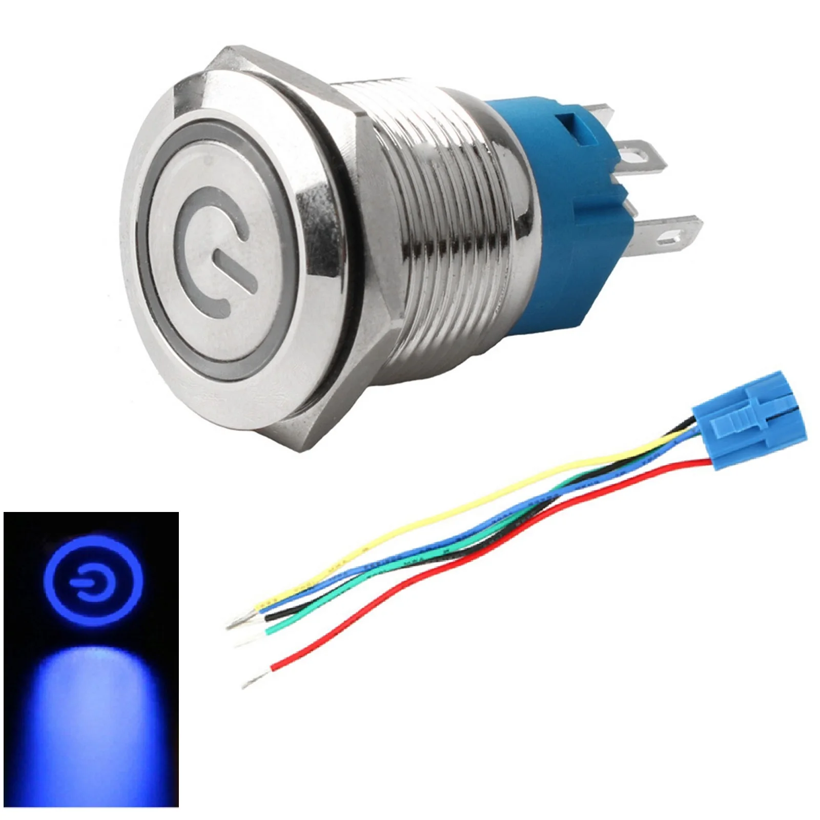 110 220V ON OFF Push Button Switch LED Power Symbol Waterproof Metal Perfect for Many Electric Equipment Applications