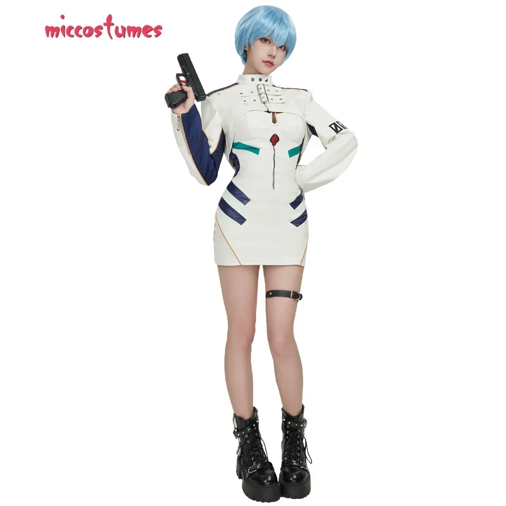 Miccostumes Women's Anime Derivative Casual Outfit White Short Dress and Jacket with Mesh Top Set Cosplay Costume