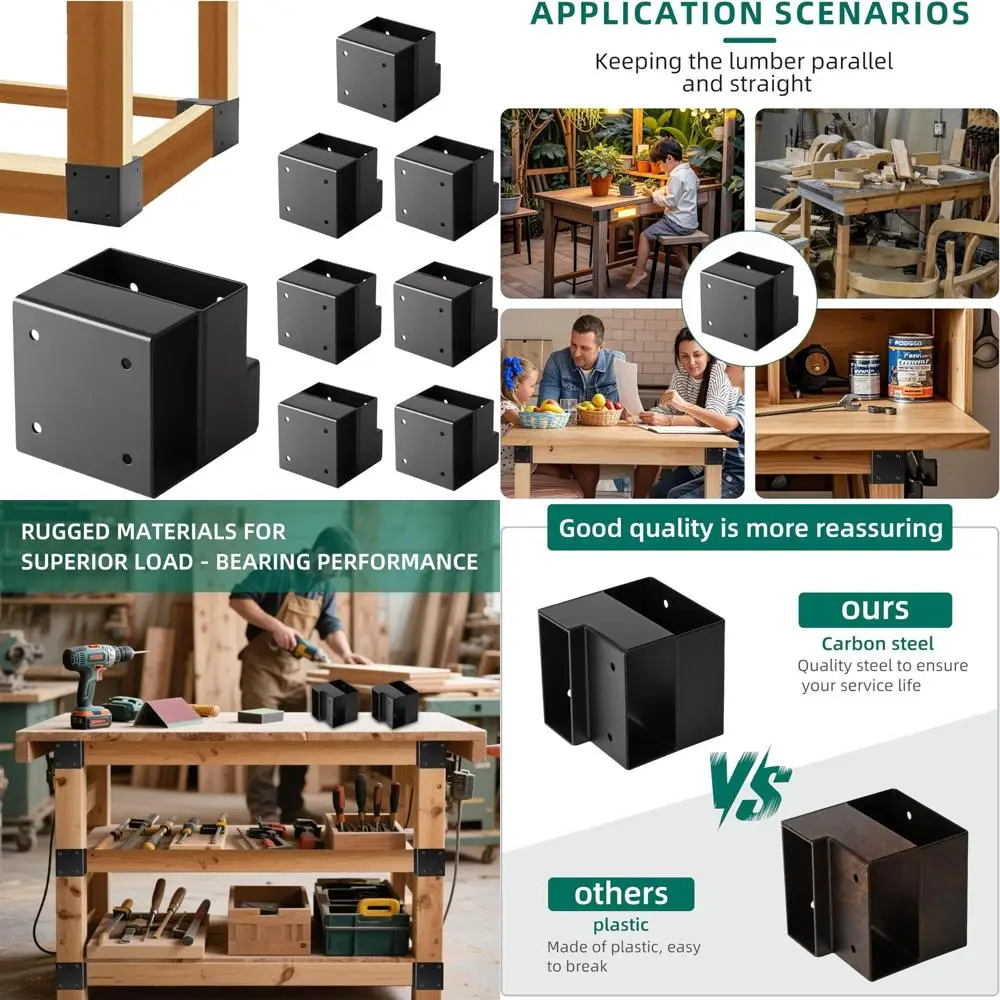 

Heavy-Duty Carbon Steel Workbench Bracket Kit - 3-Way Right Angle Corner Brackets for DIY Custom Workbenches and Shelving System