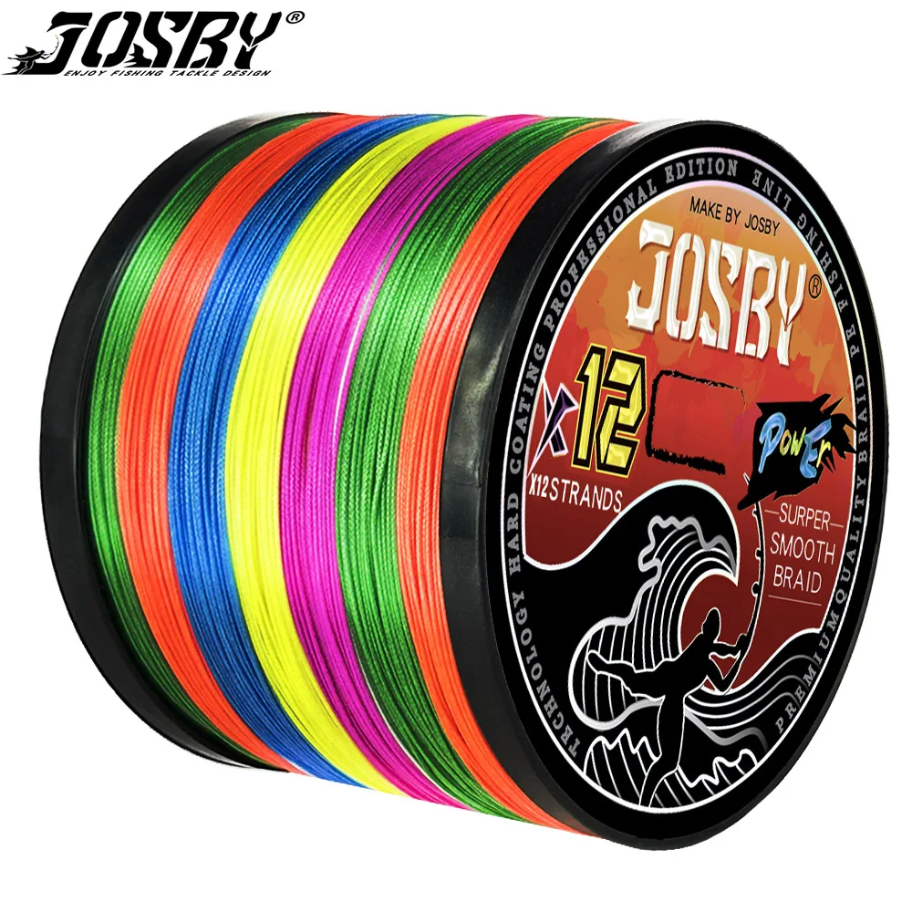 JOSBY Fishing Lines 12 Strands Braided PE 300m 500m 1000m Japan Multifilament  Carp Fly Fishing Wire Strong 12X Weave Pesca