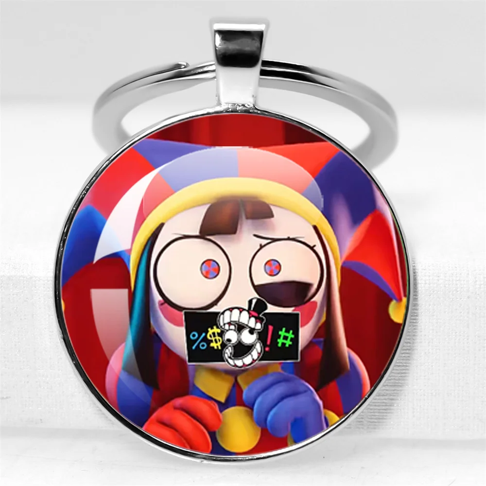 

Anime THE AMAZING DIGITAL CIRCUS Glass Keychain Cartoon Character Backpack Decoration Pendant Clothing Accessories Key Ring