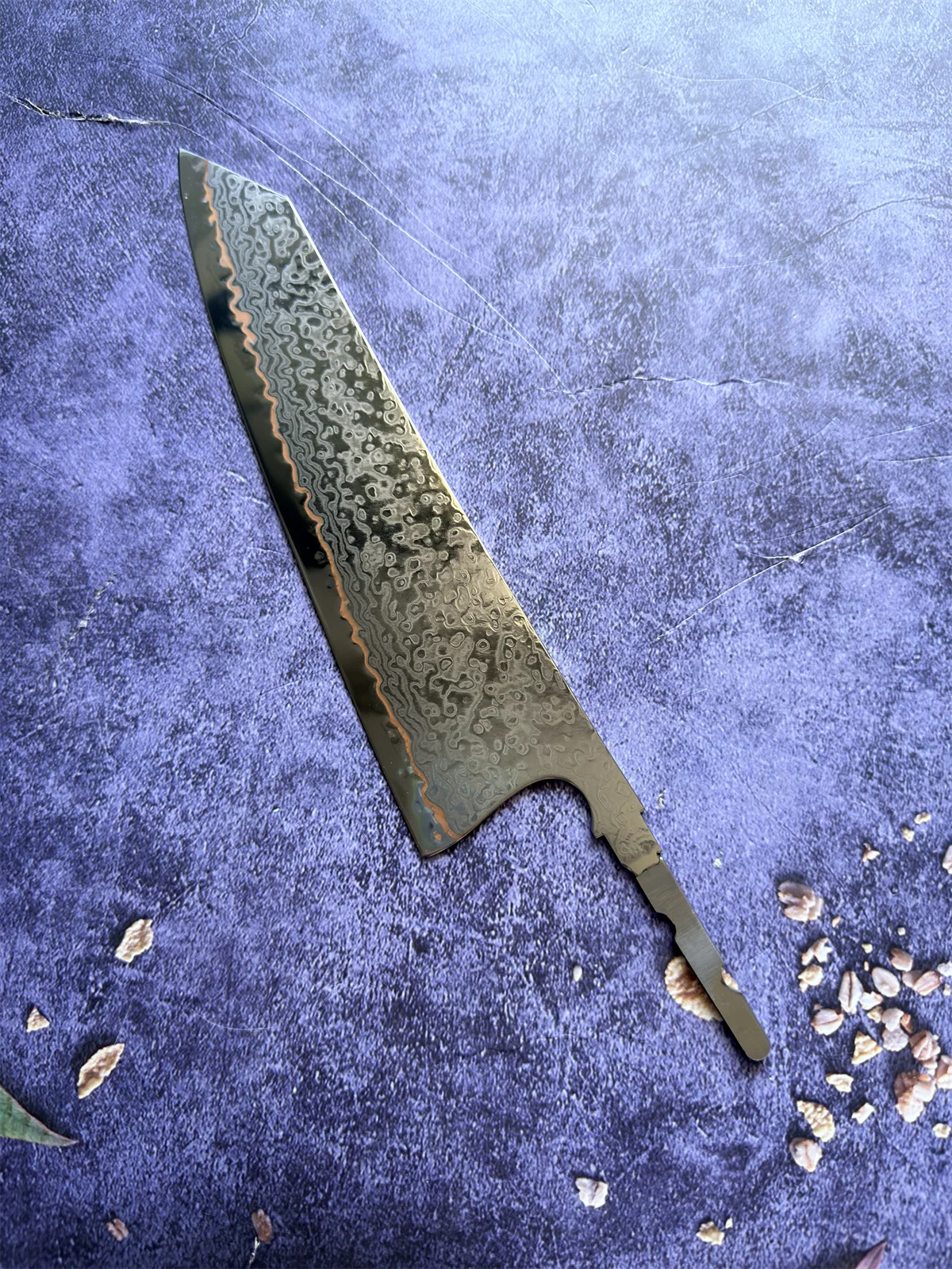 7.8Inch Tricolor Damascus Steel Kirtsuke Knife Blank Blade DIY Net Blade Without Handle Japanese Kitchen Meat Slicing Cook Tools
