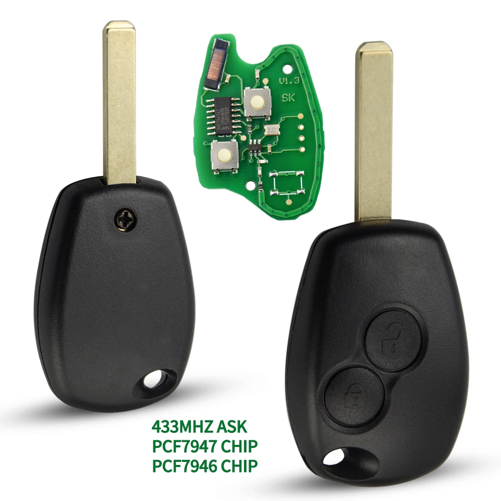 OkeyTech-llave remota de coche, reemplazo de llave inteligente en blanco, para Renault Megane, Clio, Sandero, Duster, Kangoo, Logan, Modus ID46, PCF7946, 434 Mhz