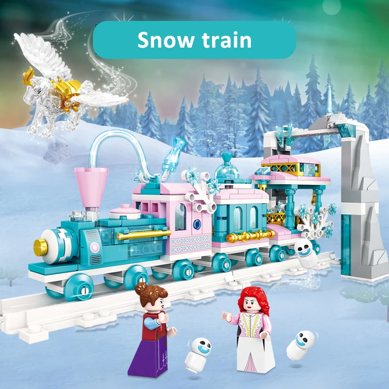 Ice and Snow Train Building Block Set Children's Early Education Assembled Building Block Model Educational Children's Toys