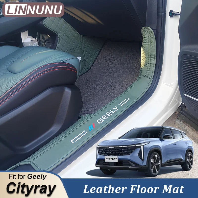 

LINNUNU For Geely Cityray Car Floor Mats Double Layer PU Leather Foot Pad Floor mat Interior Floorliner foot mat AutoAccessories