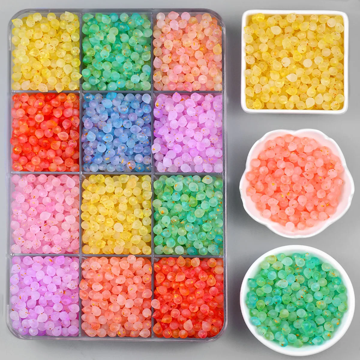 6×8mm AcrylFarbverlauf Tröpfchen Seite Loch Mehrfarbige Spacer Lose Perlen Für Schmuck Machen Armband Ohrring DIY Zubehör