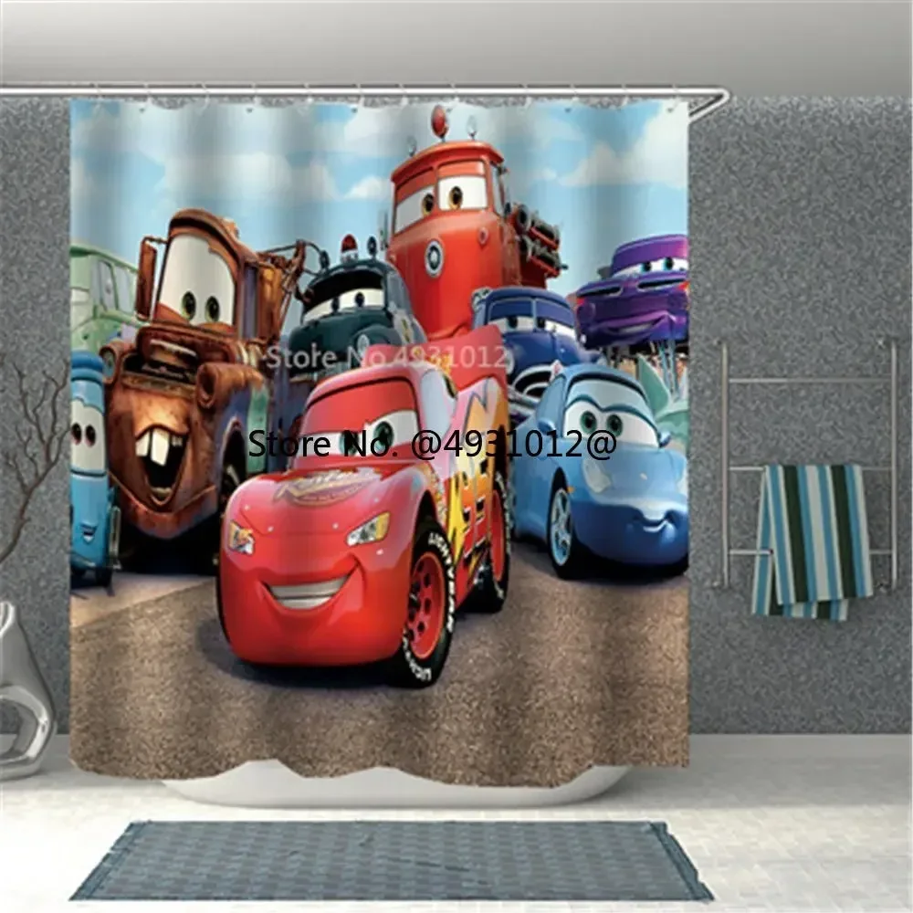 Disney Lightning McQueen Car Shower Curtain for Bathroom Decor Waterproof and Heat Insulation Bath Drapes Kids Gifts 120x180cm