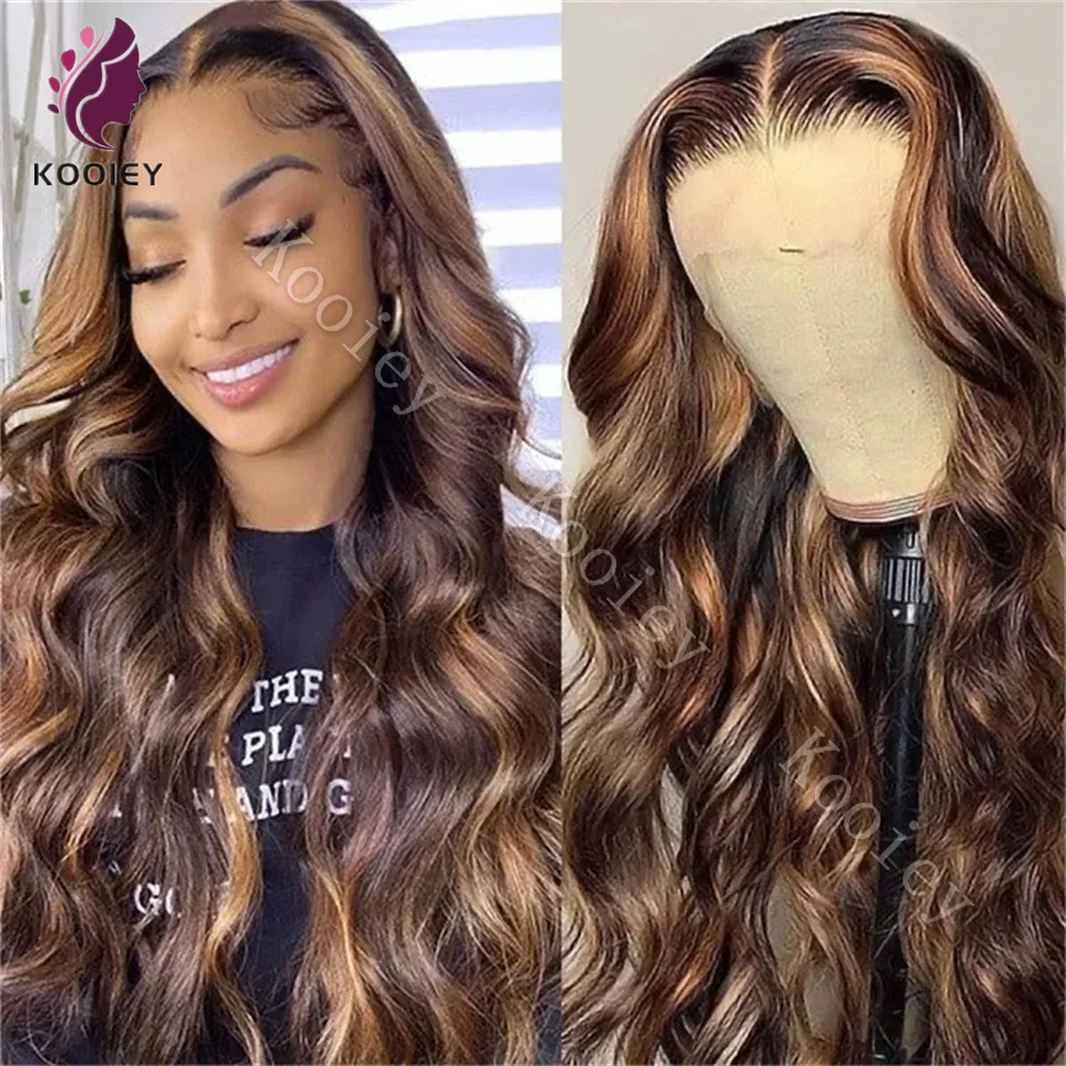

Highlight Brown Human Hair Wig 13x4/13x6 Honey Blonde Glueless Lace Frontal Wigs Body Wave 360 Full Lace Colored Wigs For Women