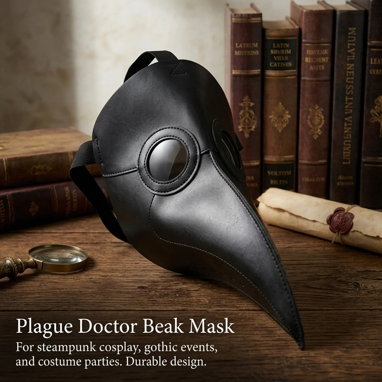 Halloween PU Leather Mask Plague Bird Doctor Headband Adjustable Birthday Party Supplies Cos Magic Props Bird Mouth Mask Glasses