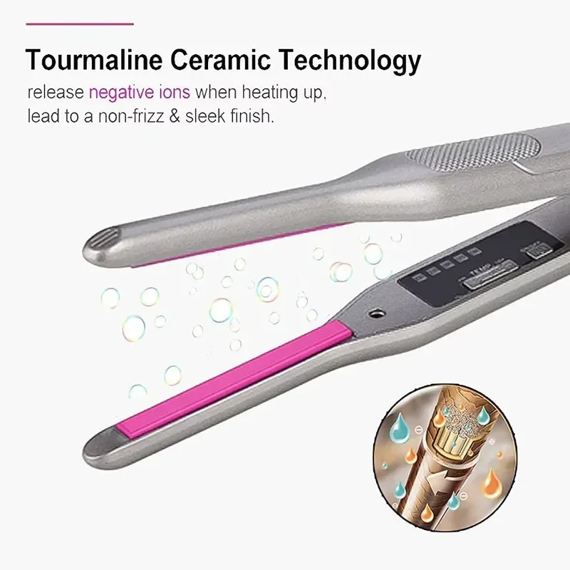 Mini Hair Straightener Curler For Short Hair Titanium Plate Beard Thin Pencil Flat Iron Travel Dual Voltage Hair Styling