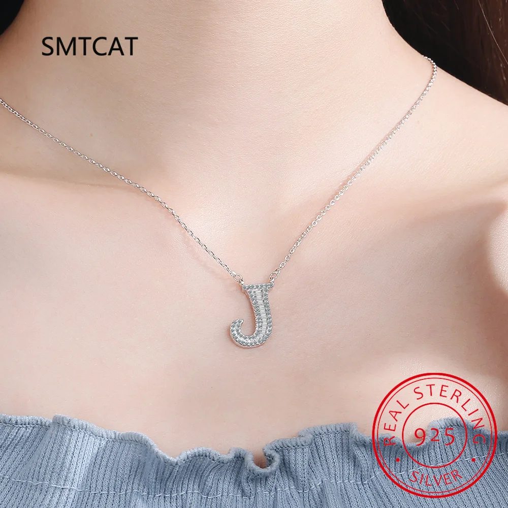 Fashion Tiny Moissanite Initial 26 Letter Pendant Necklace 925 Sterling Silver For Women Necklace Jewelry Accessories Xmas Gifts