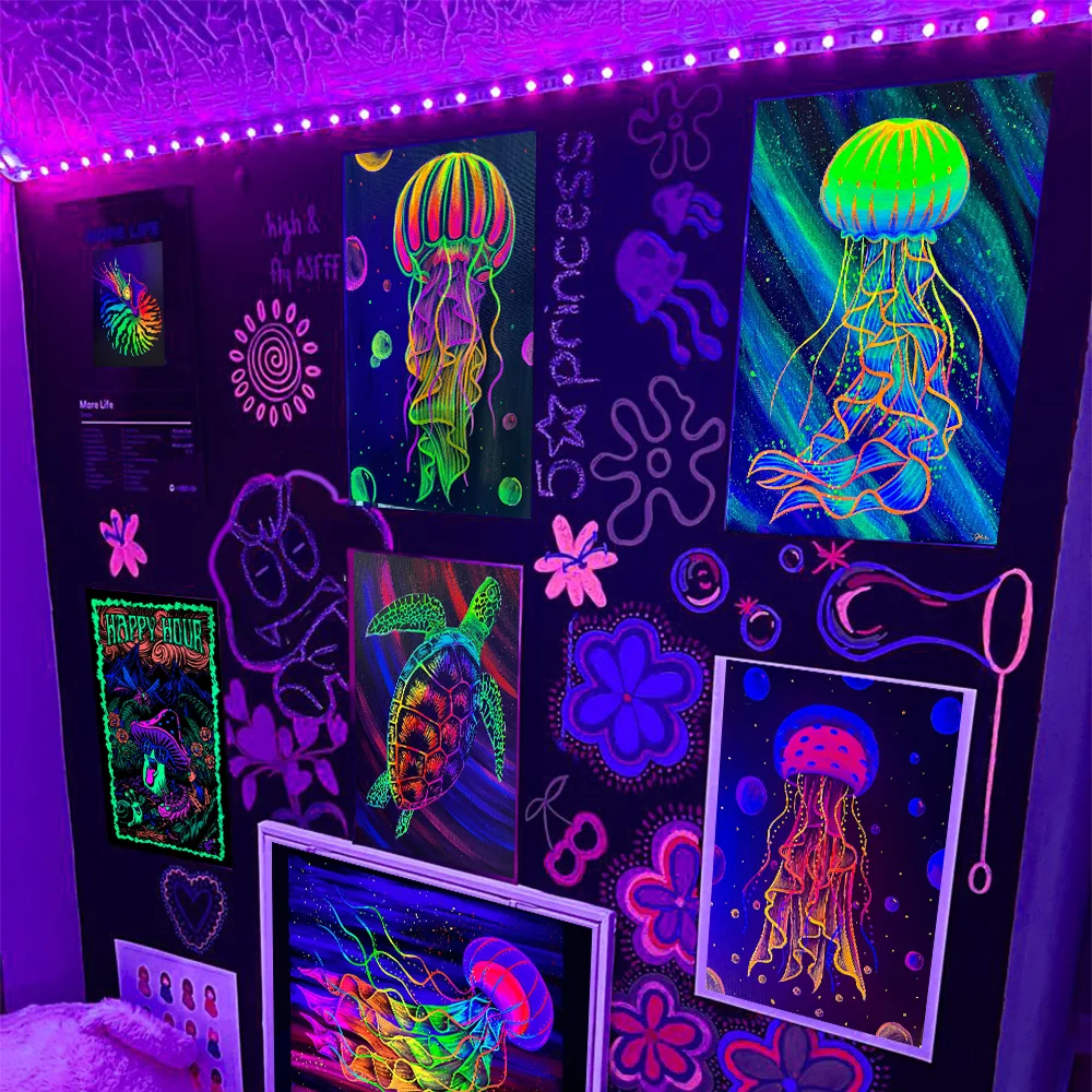 2-10M USB LED Light Strip, LED Black Light 385-400nm UV Light, Cuttable for Christmas Fluorescent Party Neon Room Decor Tapestry