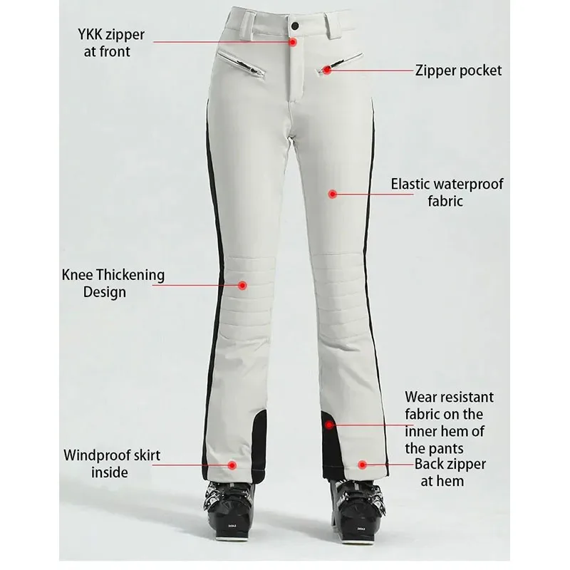 2025 New Outdoor Winter Ski Trousers Wear Resistant Waterproof Skiing Pants Women Thermal Breathable Sport Snowboarding Trousers