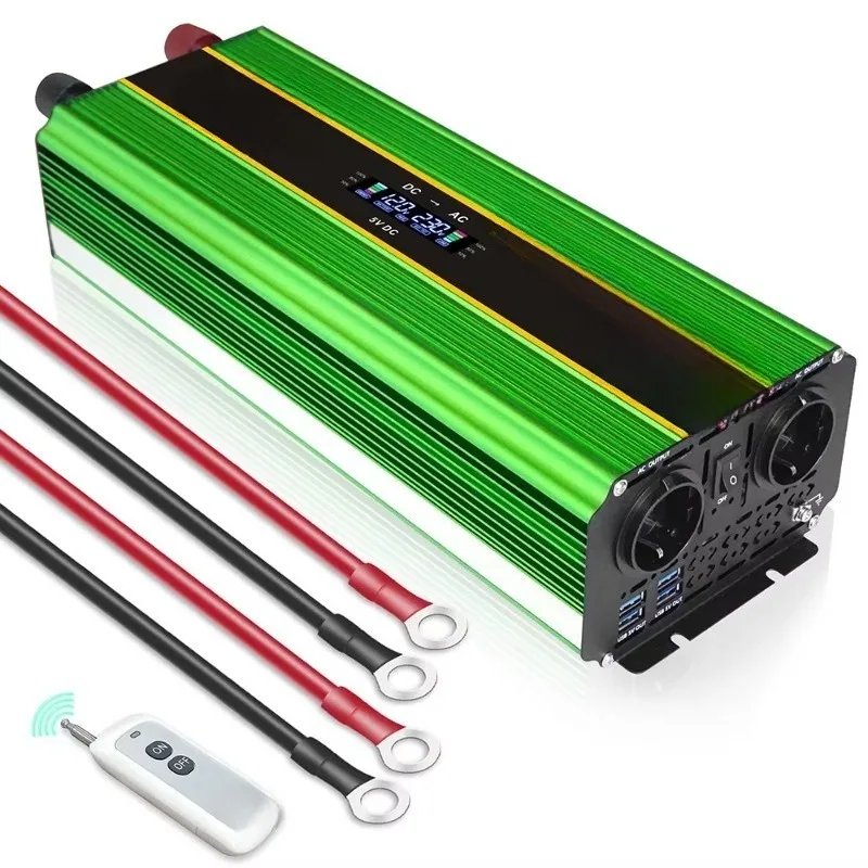 3500W/7000W LCD DC 12v to AC 230V 4USB Power Inverter Converter Pure Sine Wave with Dual European Union Sockets