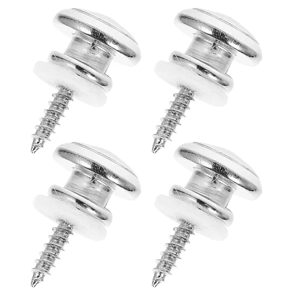 

1 set Metal Strap Buckles for Electric Guitar Locks Pin Buttons Mushroom Head Anti Slip with Screws Pad Silver Color
