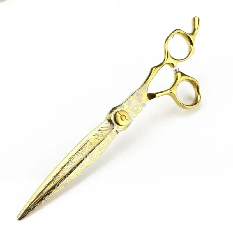 

Upscale hair scissors, cutting barber tools, haircut thinning shears, 7'' Gold Damascus Professional hairdresser scissors
