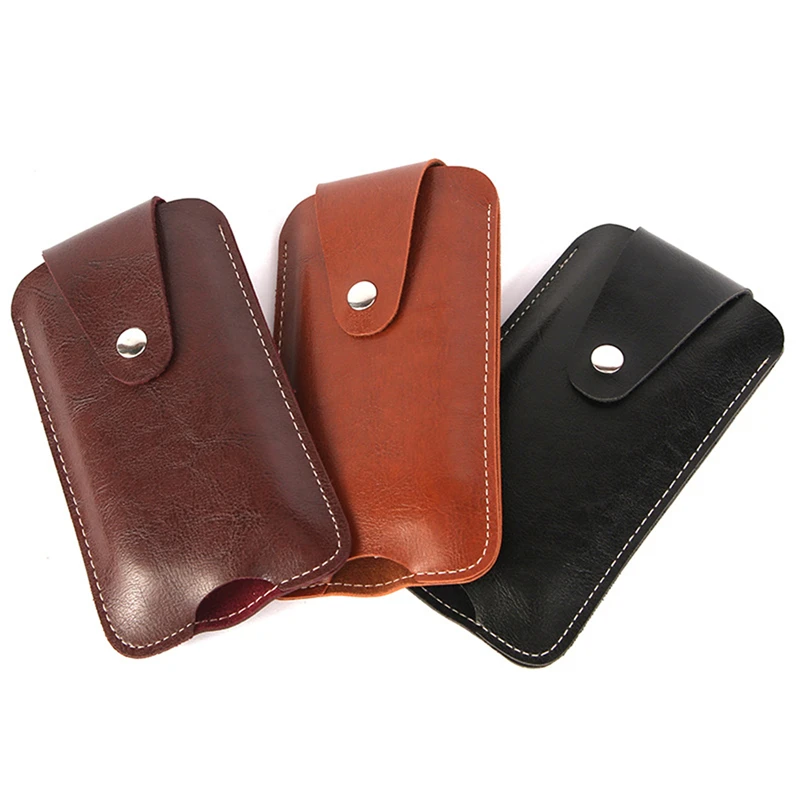 High Quality Leather Phone Waist Bag Pouch Hook Design Waist Pack Bag Retro Multifunctional Mobile Phone Belt Bag Buckle Bag