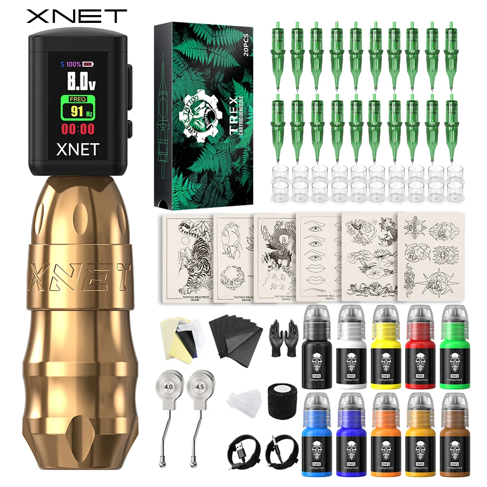

XNET Sita Беспроводная тату-машинка Полный комплект Бесщеточный двигатель OLED-дисплей 2000 мАч Ход аккумулятора 5,5-4,0-4,5 мм для татуировщиков