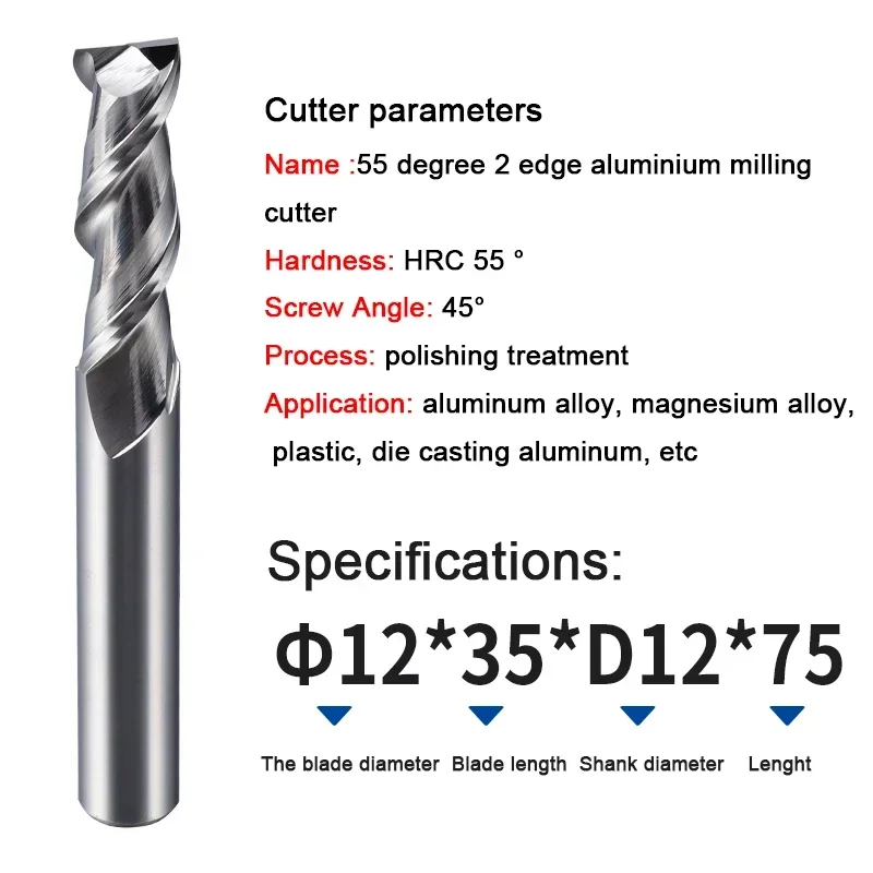 HRC55 2 Flutes Keyway Milling Cutter Tungsten Steel Alloy Aluminum Milling Cutter 1 2 3 4 5 6 7 8 10 12 14 16 18 20MM end mill