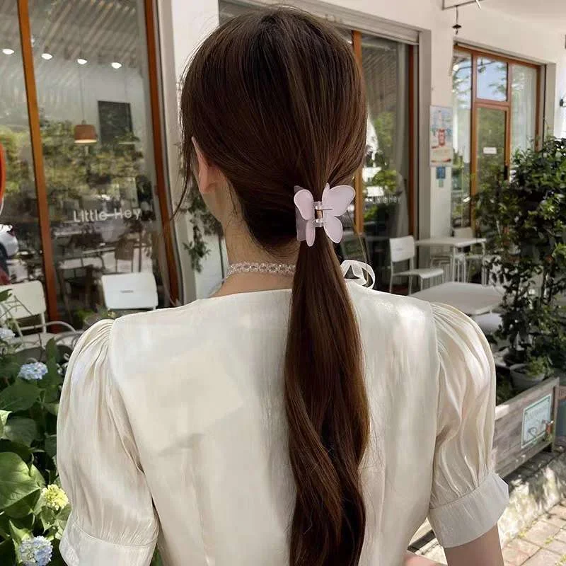 Frosted Butterfly Hair Claws for Women Girl Korean Transparent Clip Solid Cute Sweet Elegant Hairpins Barrettes Hair Accessories