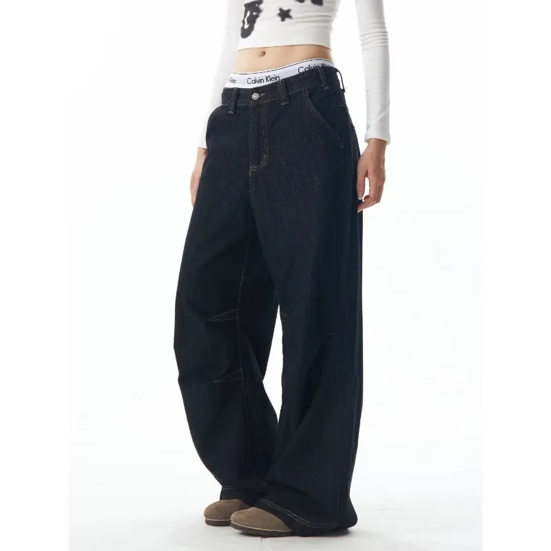 Deeptown Baggy Vintage Black Jeans Women Harajuku Y2k Wide Leg Denim Pants America Retro Streetwear Summer Oversized Trousers