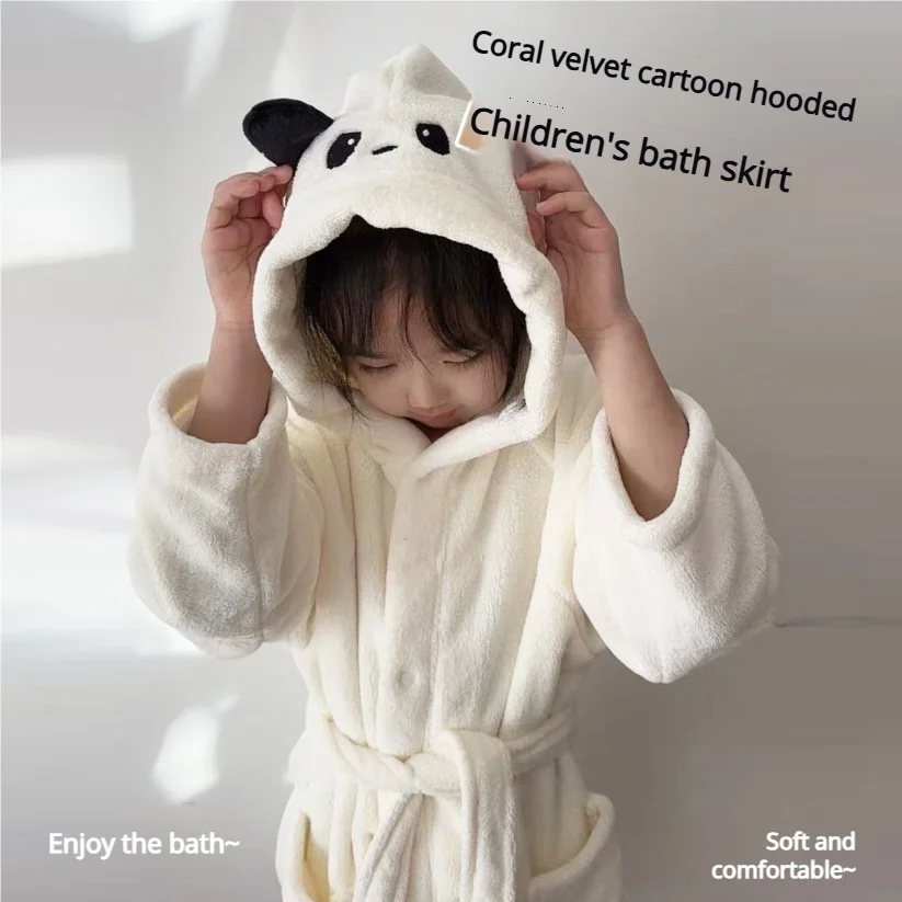 

Children's cartoon hooded shower dress cape shower dress can be worn at home soft and delicate absorbent bathrobe