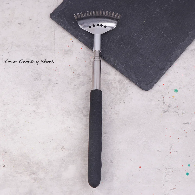 Extendable Back Scratcher The Head Has 15 Rakes, Stainless Steel Portable Telescopic Rubber Handle Back Scratchers