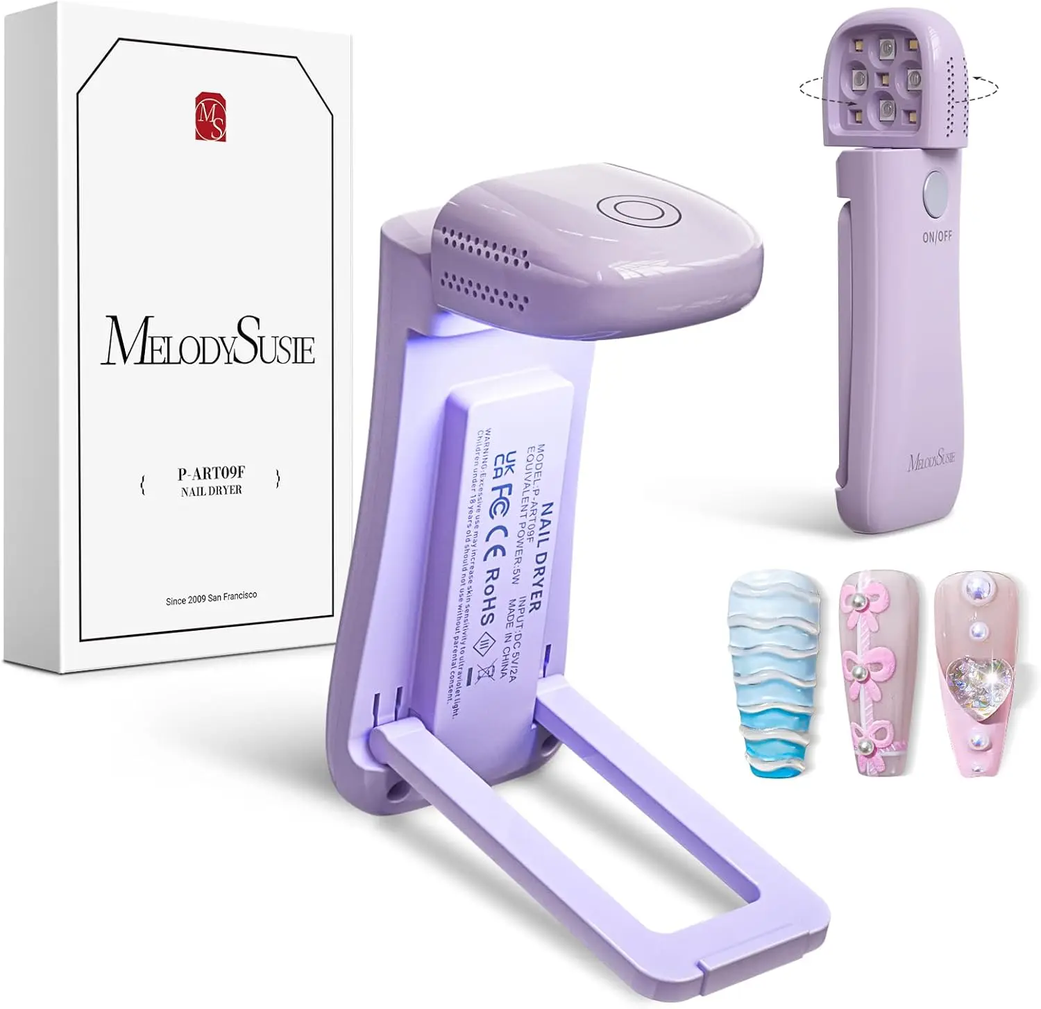 

Foldable Cordless UV Nail Lamp P-Art09F with Stand, Rechargeable LED Light, Touch Panel, 2-in-1 Curing for All Gels