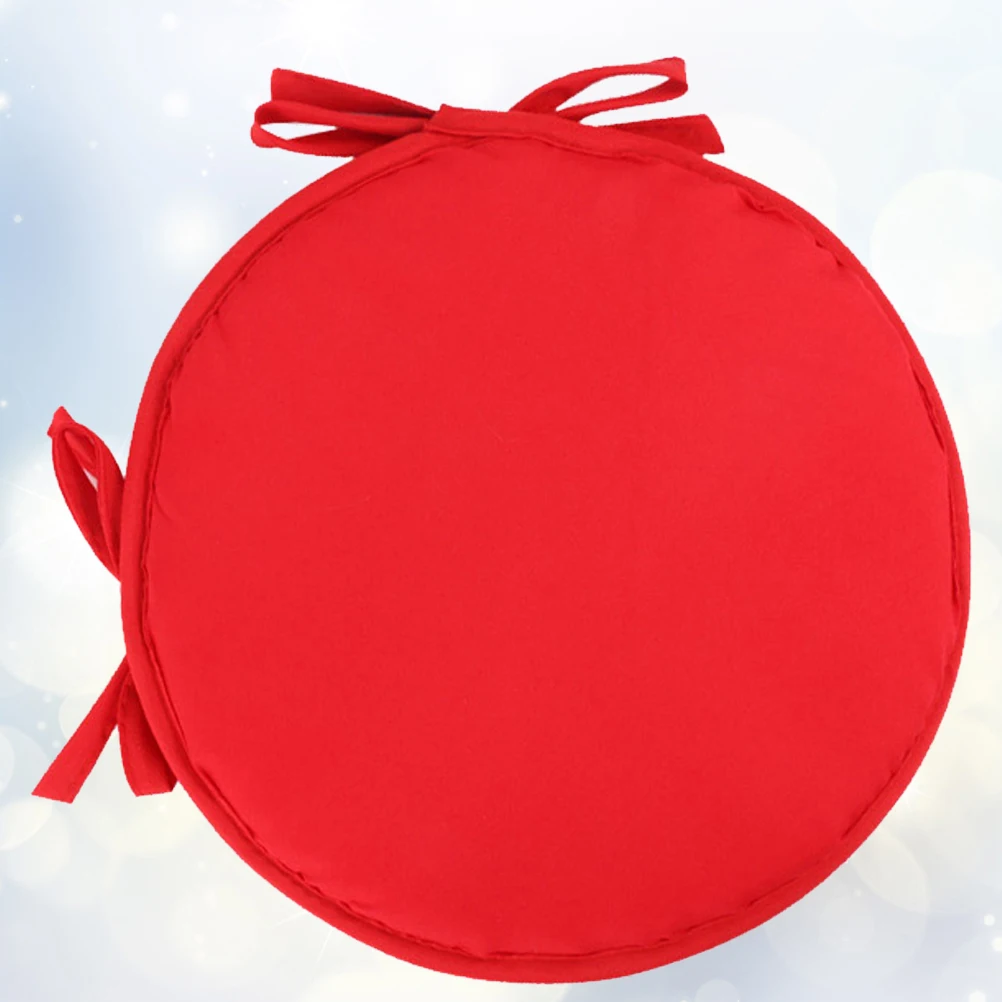 

1pc Thick Seat Cushion Large Round Red Outdoor Home Office Car Premium Polyester Sponge Material Straps Safe Gift