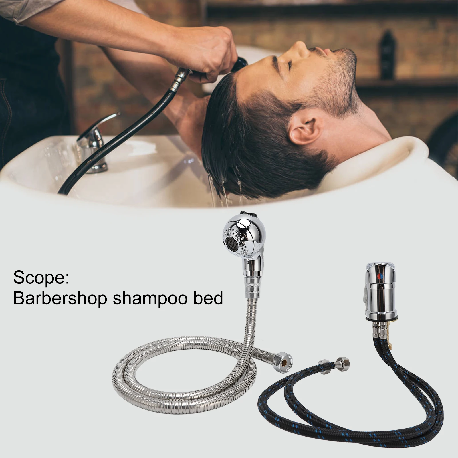 

Shampoo Bed Chair Faucet 70cm Pipe Hot Cold Water 120cm Soft Hose Shower Head for Hair Salon
