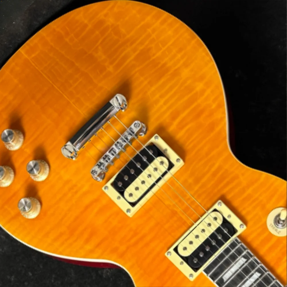 

Real shot 40Inch LPG00P Yellow stripes Electric Guitar Mahogany Body Ebony Neck HH Pickup Fixed bridge Rock Music Free Shipping
