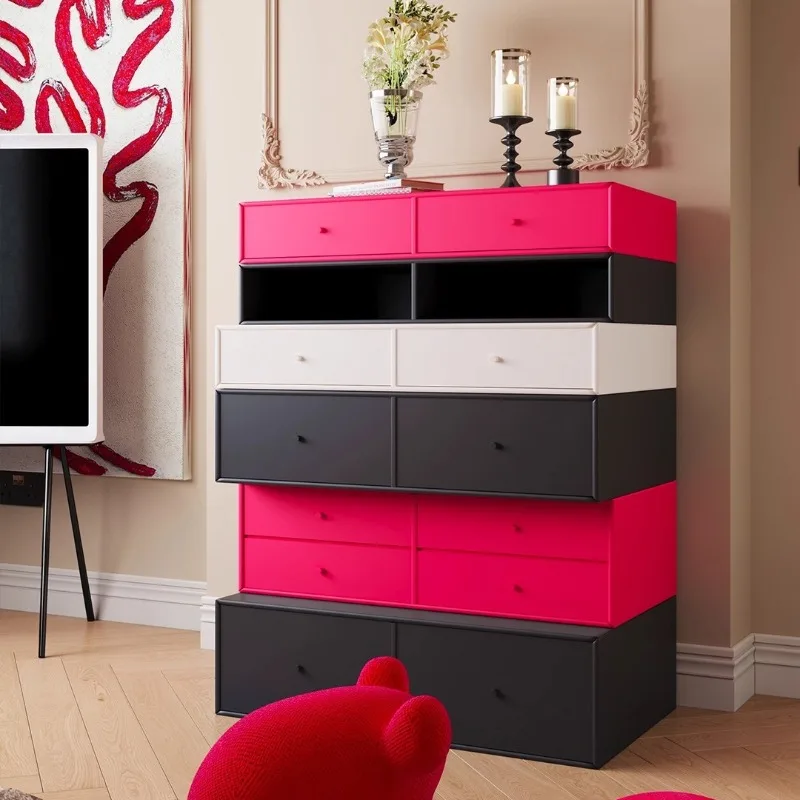 Bucket cabinet, dopamine panda stacking cabinet, cream wind, entrance cabinet against the wall