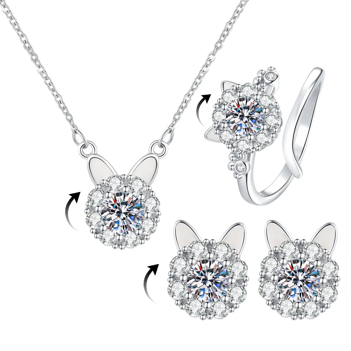 SASUSP Spinning Rings Adjustable Rotating Crystal Butterfly Bird Flower Fidget Rings Anxiety Relief Jewelry For Women