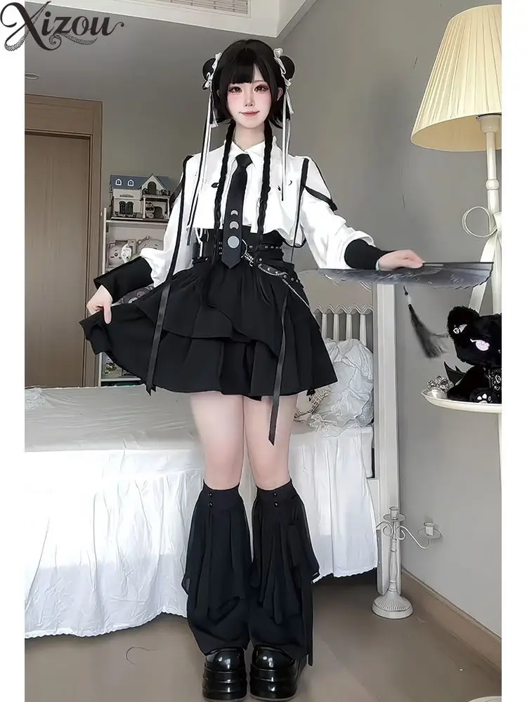 ชุดลําลองผอมวัฒนธรรมย่อยสาวเสื้อแขนสั้นกระโปรงสั้นชุดแฟชั่น Y2k สไตล์ 2 ชิ้นชุดสตรี Outfits