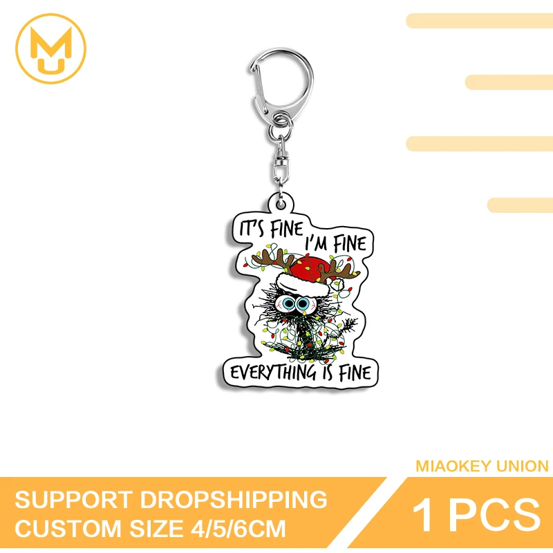 Christmas Cat Key Holder Enchanting Lively Treasure Key Chain Stainless Steel Chain Cute Anime Unique Product Decorations