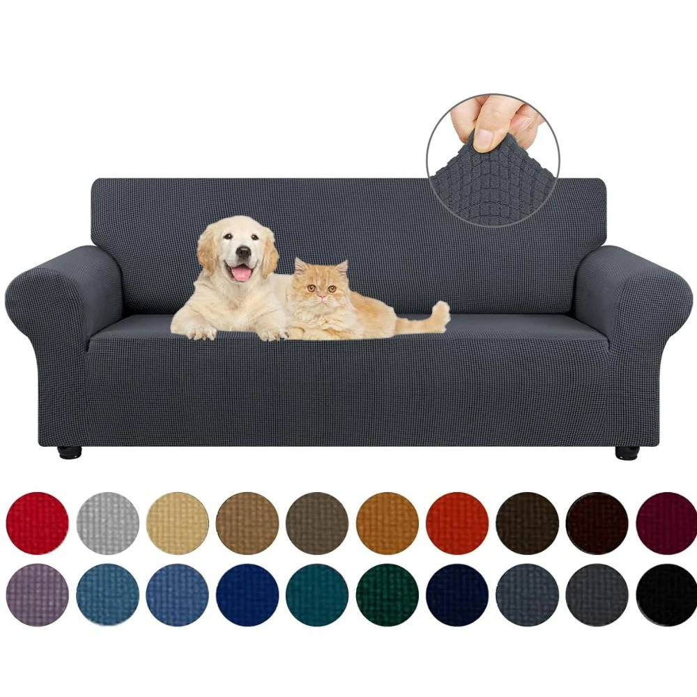 Stretch Sofa Cover Furniture Protector Cushion Couch Covers with Elastic Bottom for Kids Pets Friendly Anti Slip Slipcovers