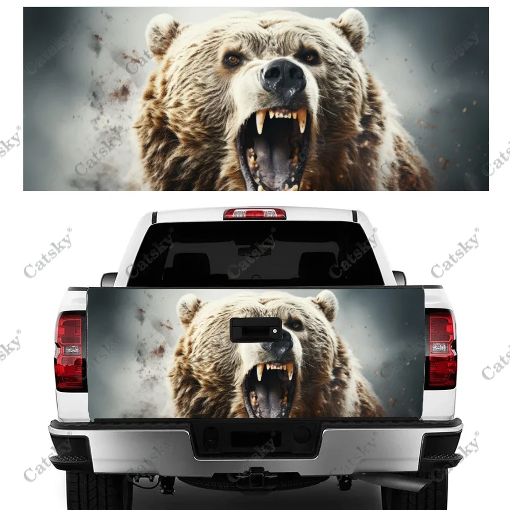 Angry Wild Grizzly Bear Truck Tailgate Wrap Professional Grade Material Universal Fit for Full Size Trucks Weatherproof